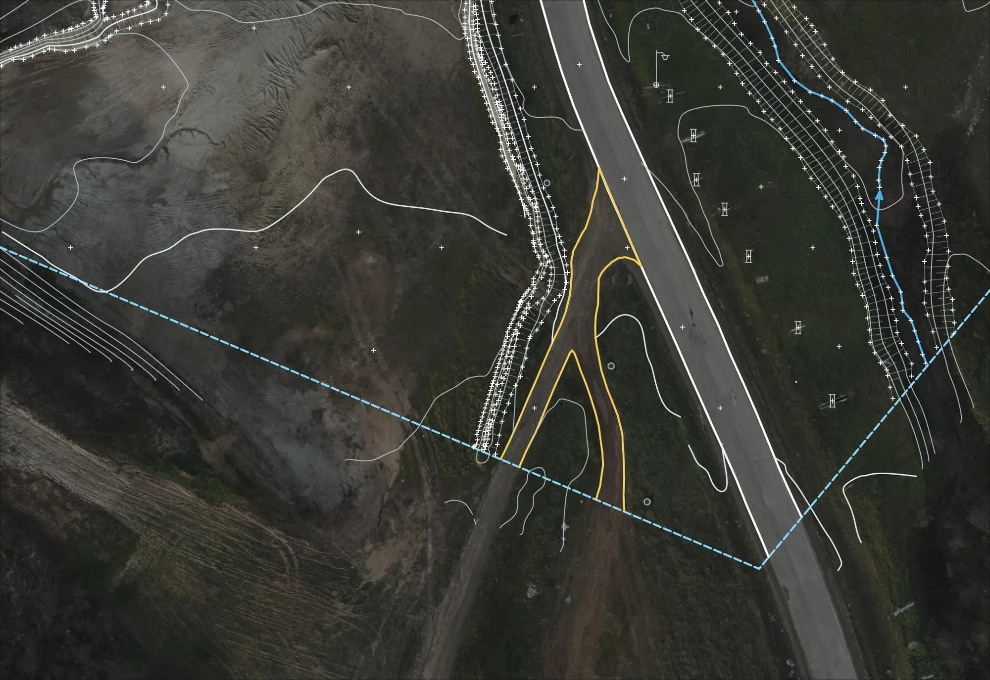 Topographic drawing over the orthophoto