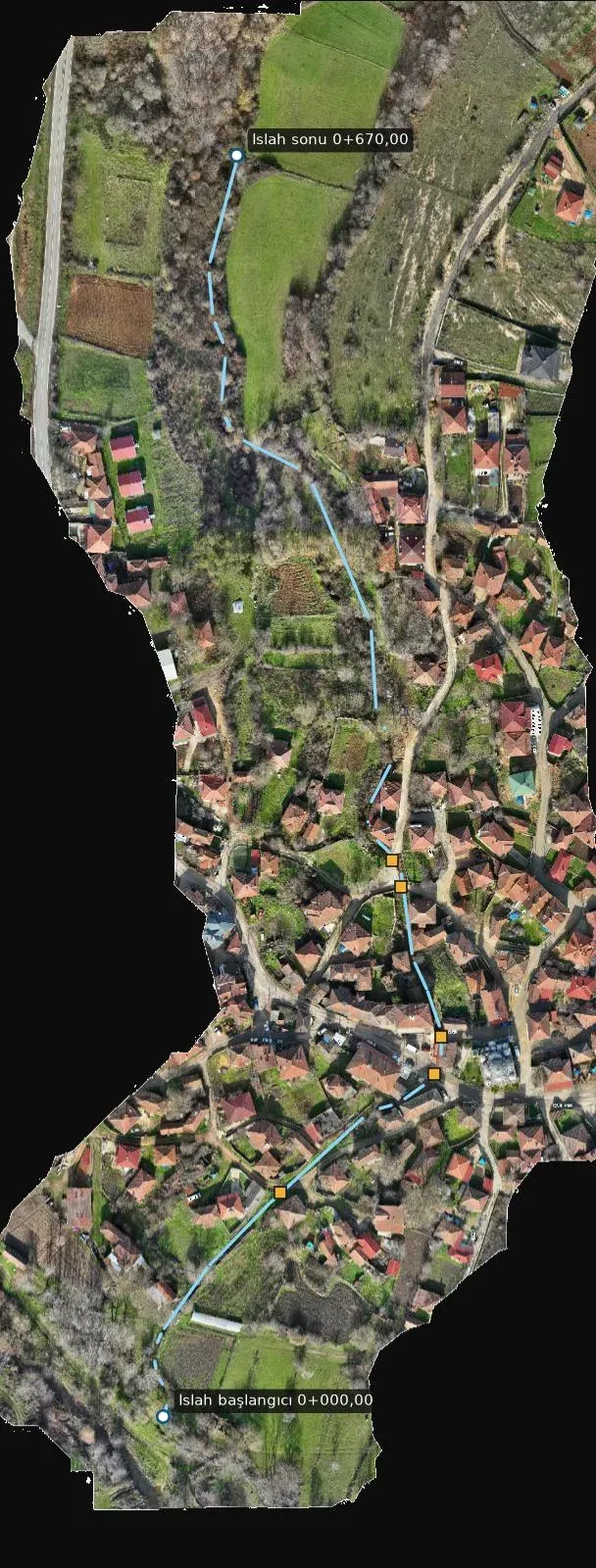 Improvement alignment and culverts over the orthophoto