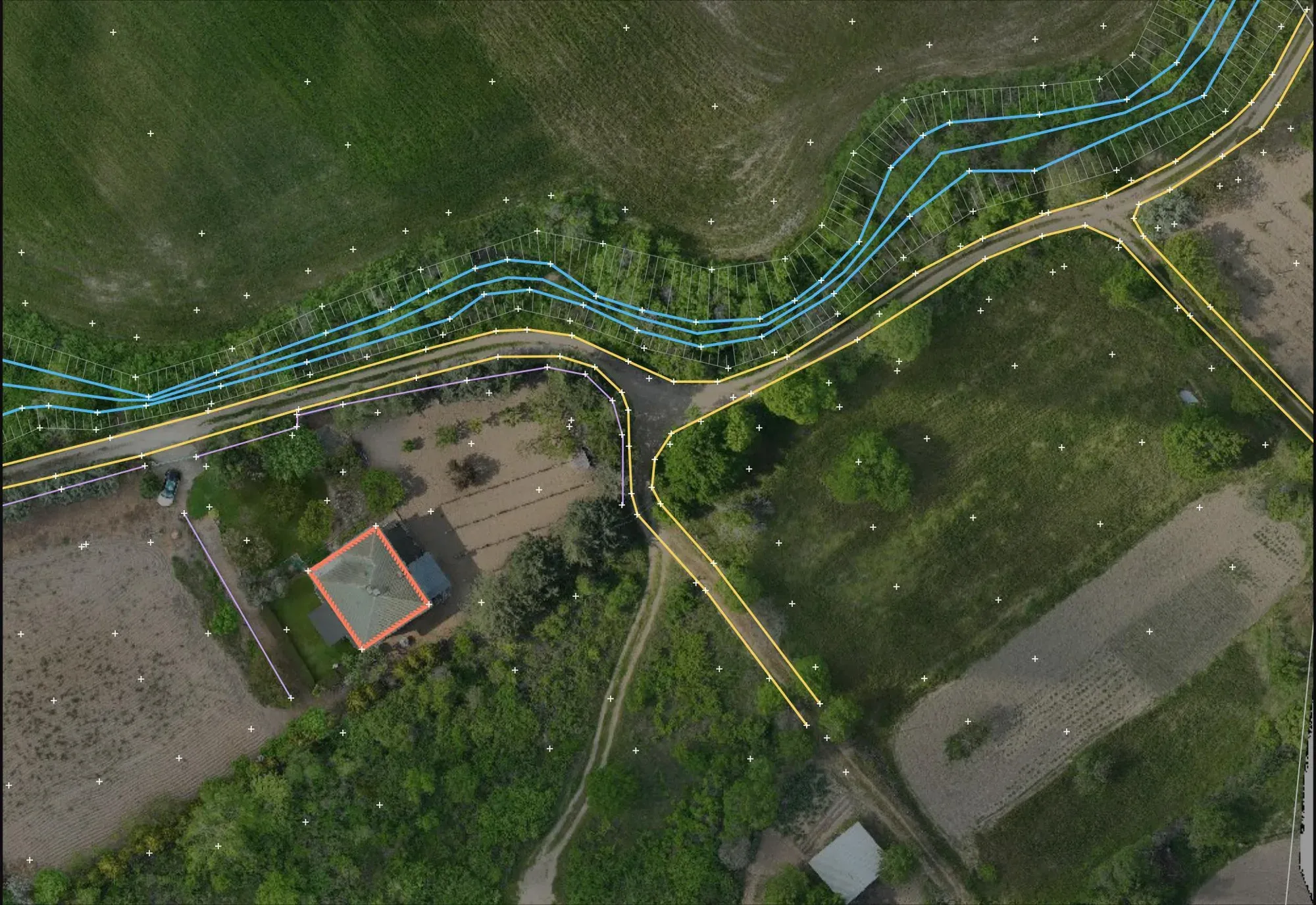 Topographic drawing over the orthophoto