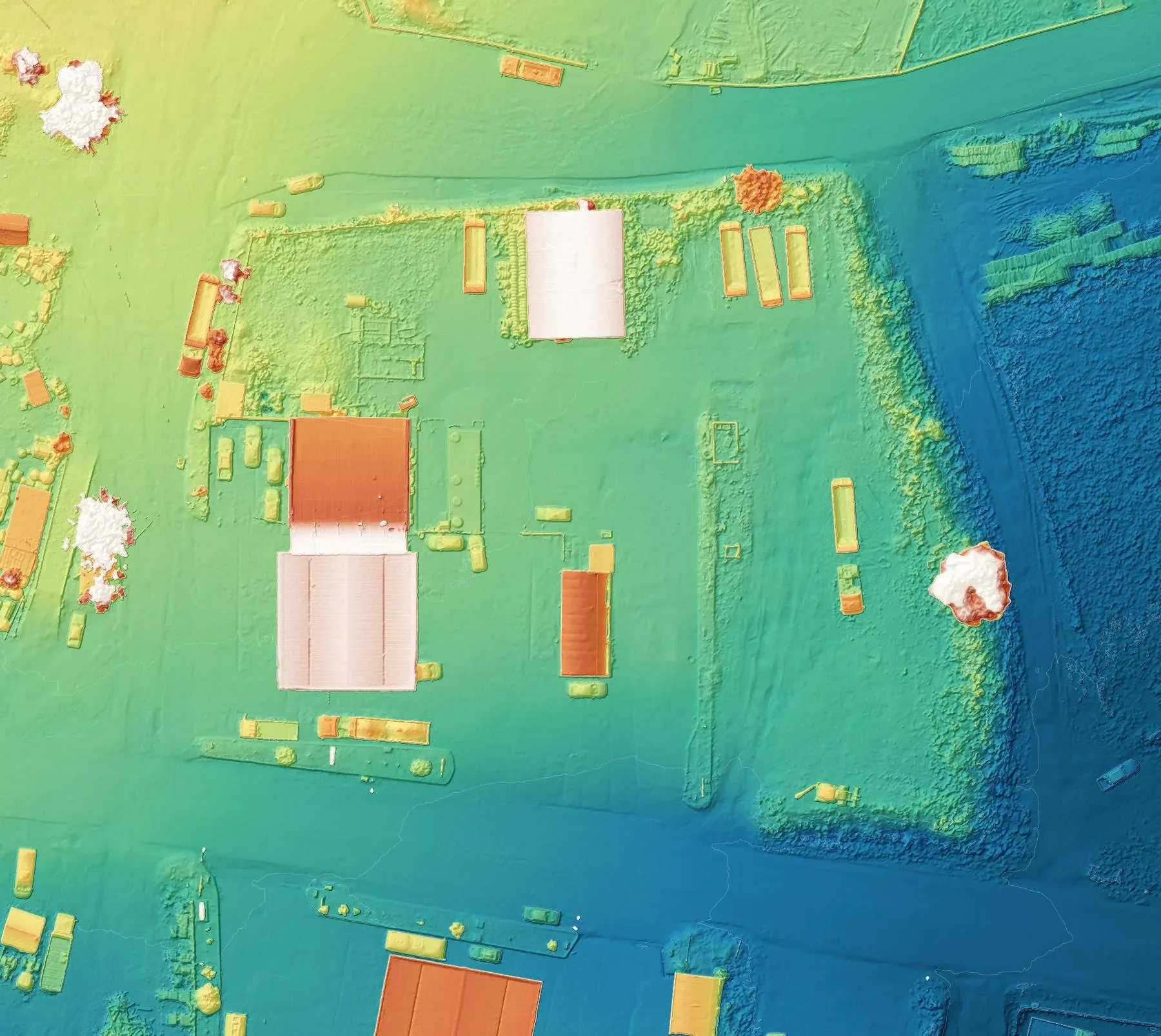 Digital elevation model with hillshade and contour lines