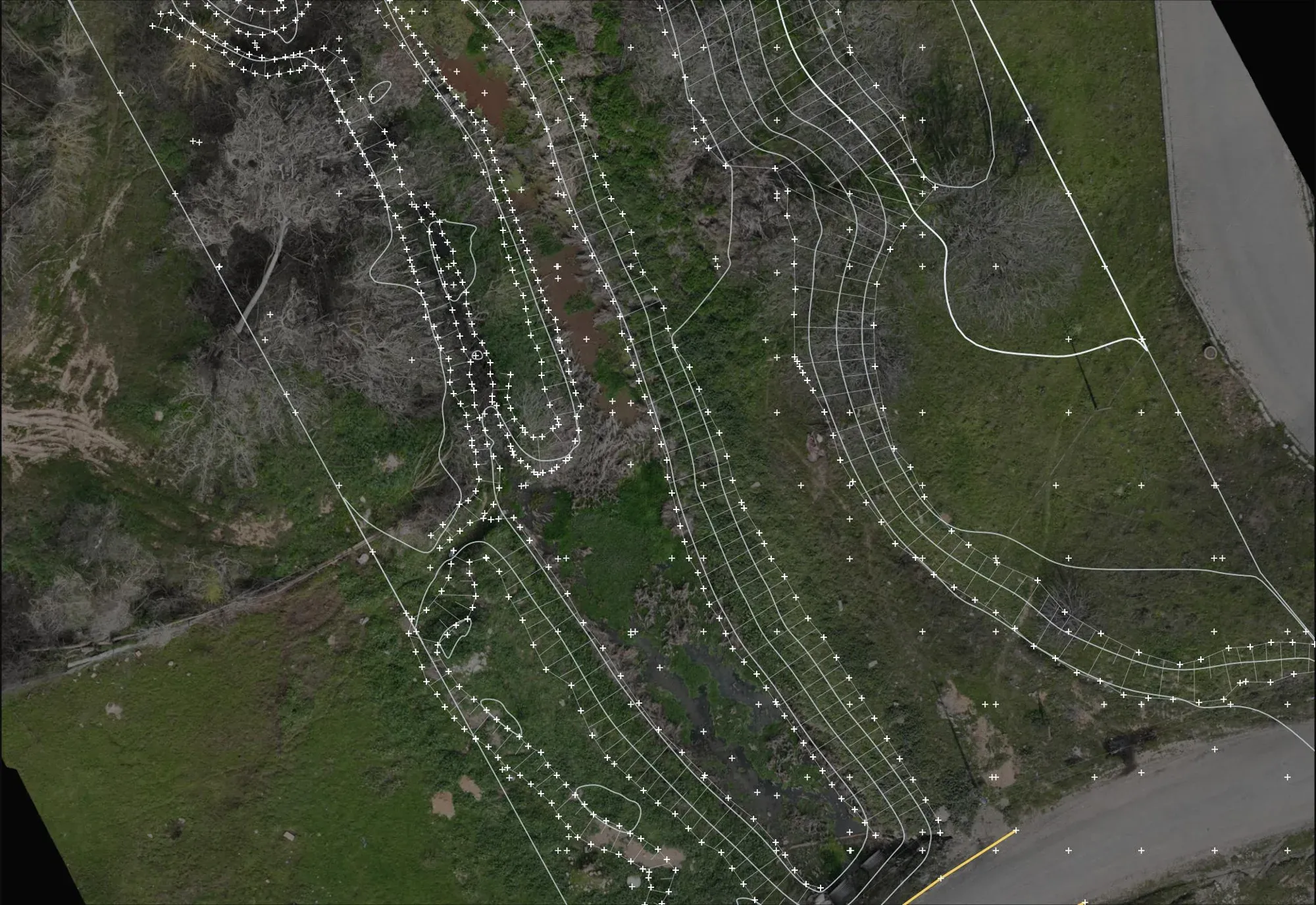 Topographic drawing over the orthophoto