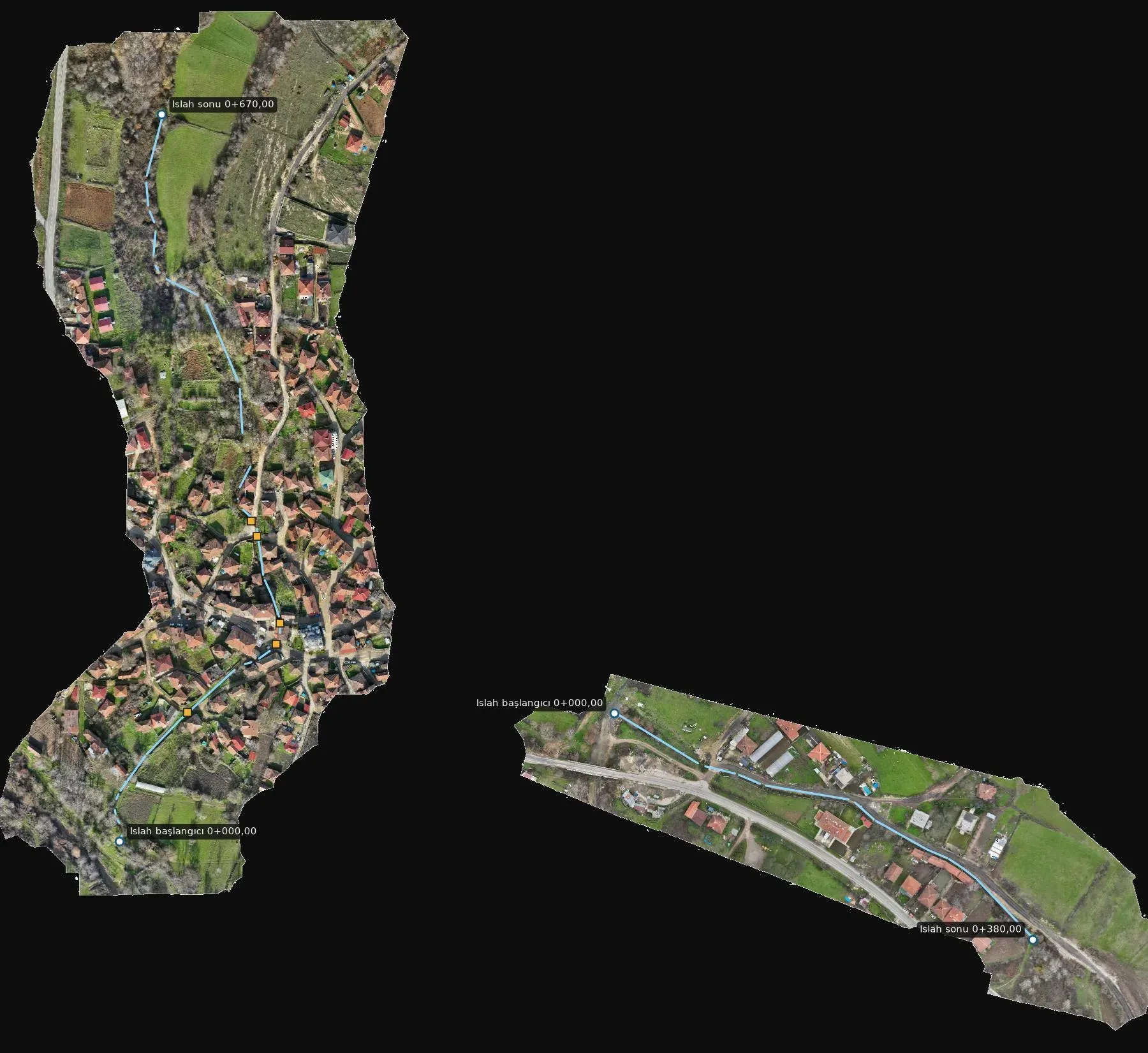 Improvement alignment and culverts over the orthophoto