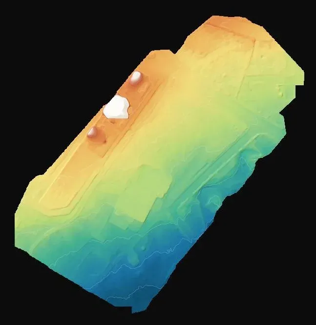 Digital elevation model with hillshade and contour lines