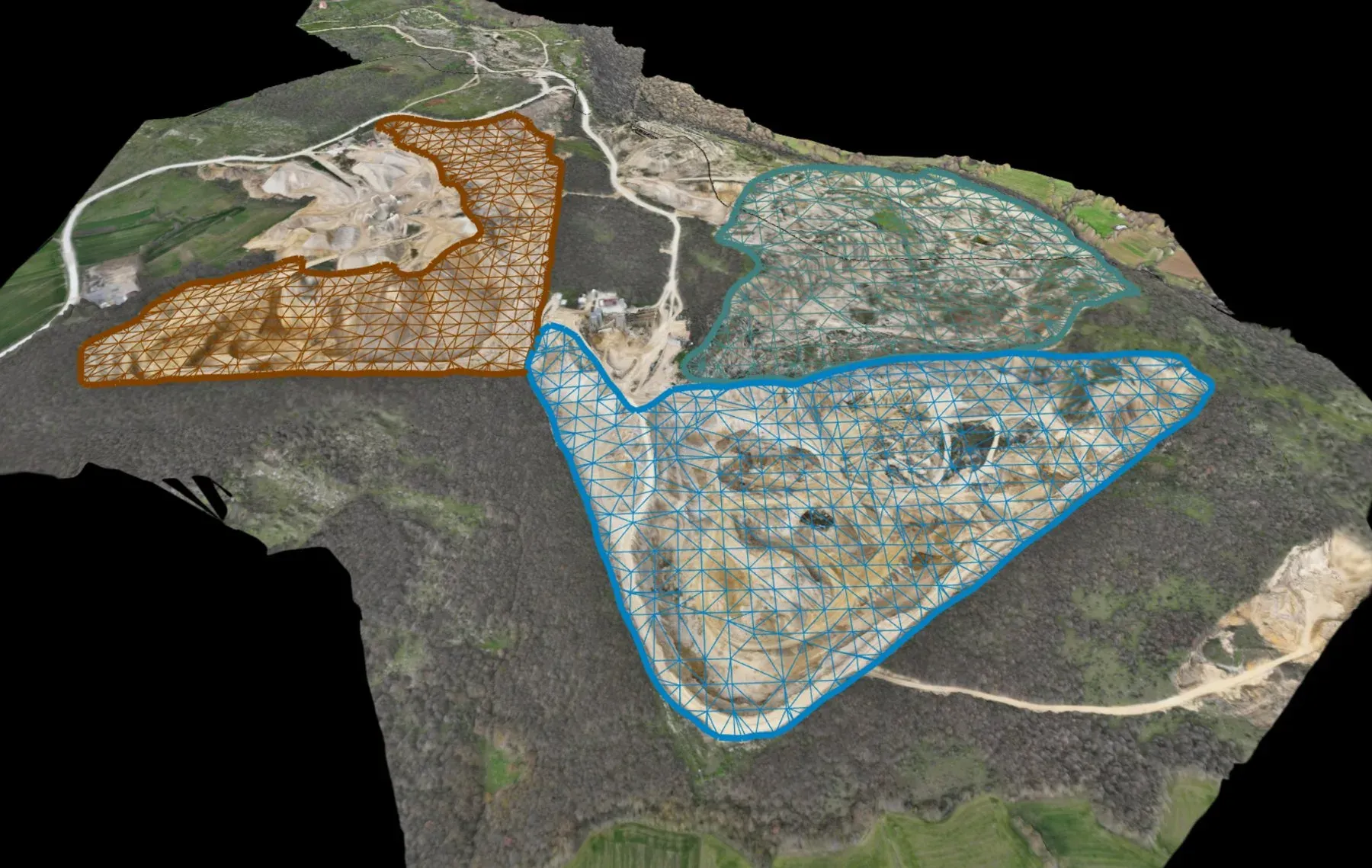Calculation areas shown on the orthophoto