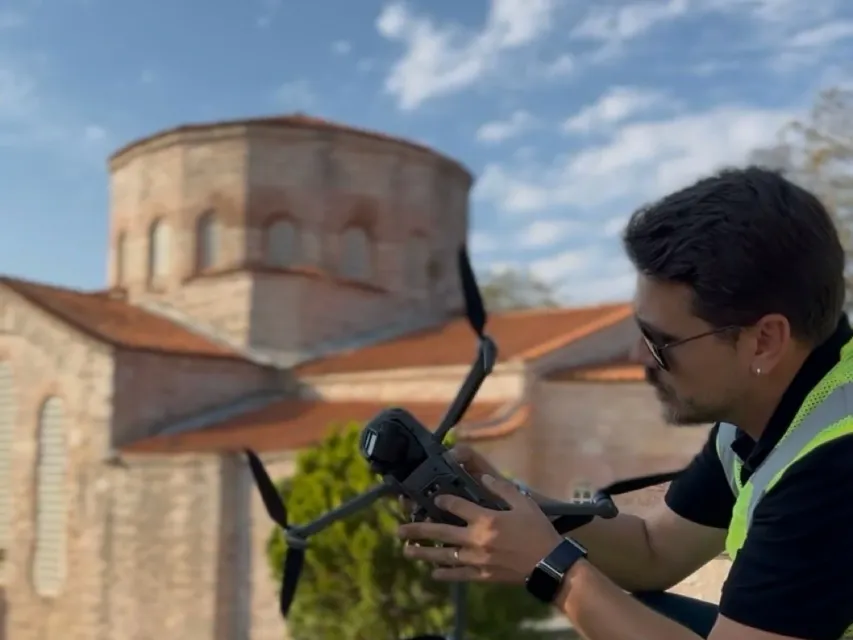 Preparación de un vuelo fotogramétrico en Küçük Ayasofya, Vize