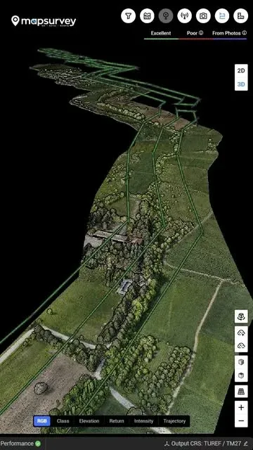 Vista 3D de un proyecto lineal en el portal