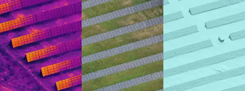 Imagen térmica de paneles solares